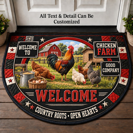 Chicken Farm Personalized Half Round Mat | 5To9Vibe