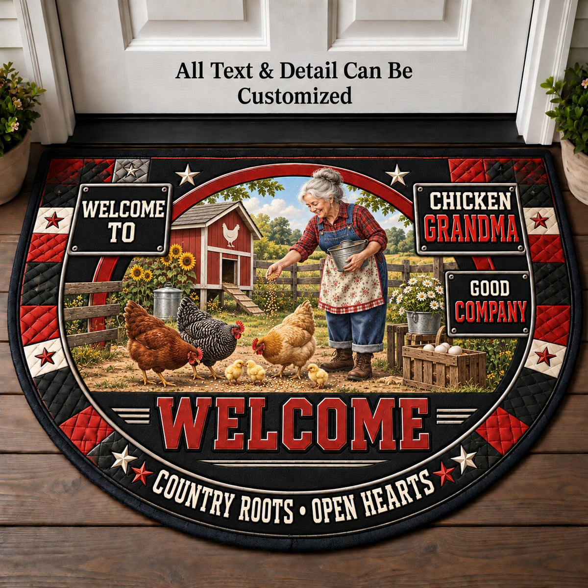 Chicken Grandma Personalized Half Round Mat | 5To9Vibe