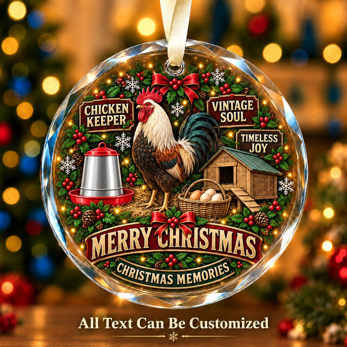 Chicken Keeper Personalized Glass Ornament | 5To9Vibe