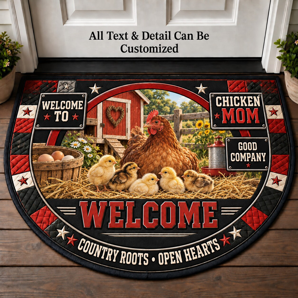 Chicken Mom Personalized Half Round Mat | 5To9Vibe