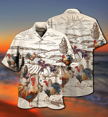 Chicken Awesome Farmer Roosters - Hawaiian Shirt 