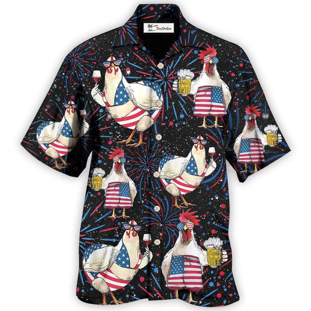 Hawaiian Shirt / Adults / S Chicken Independence Day Beer Style - Hawaiian Shirt 