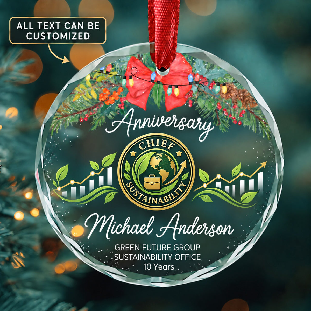 Chief Sustainability Officers Personalized Glass Ornament | 5To9Vibe