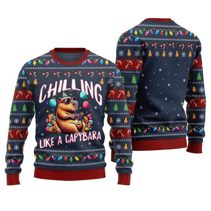Chilling Like A Capabara Ugly Holiday Sweater