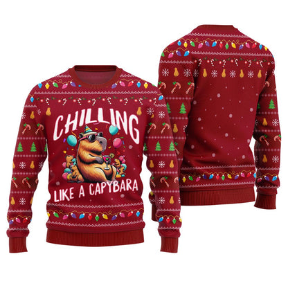 Chilling Like A Capabara Ugly Holiday Sweater