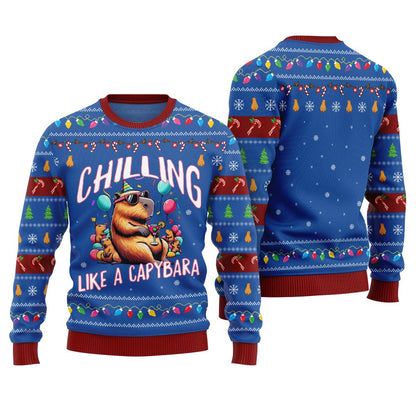 Chilling Like A Capabara Ugly Holiday Sweater