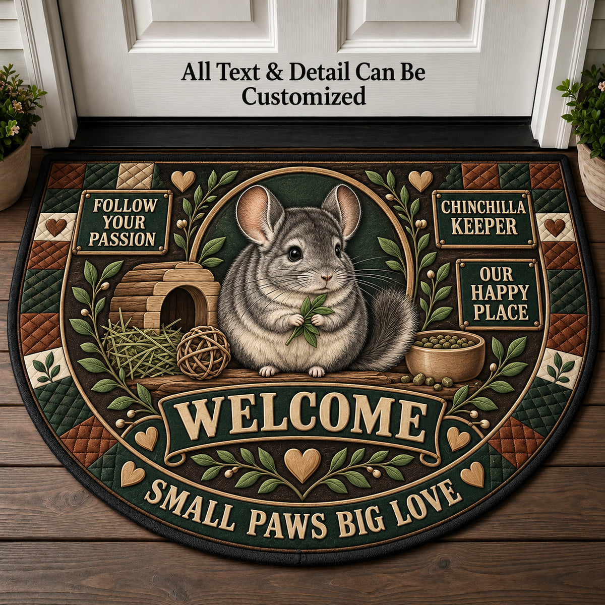 Chinchilla Keeper Personalized Half Round Mat | 5To9Vibe