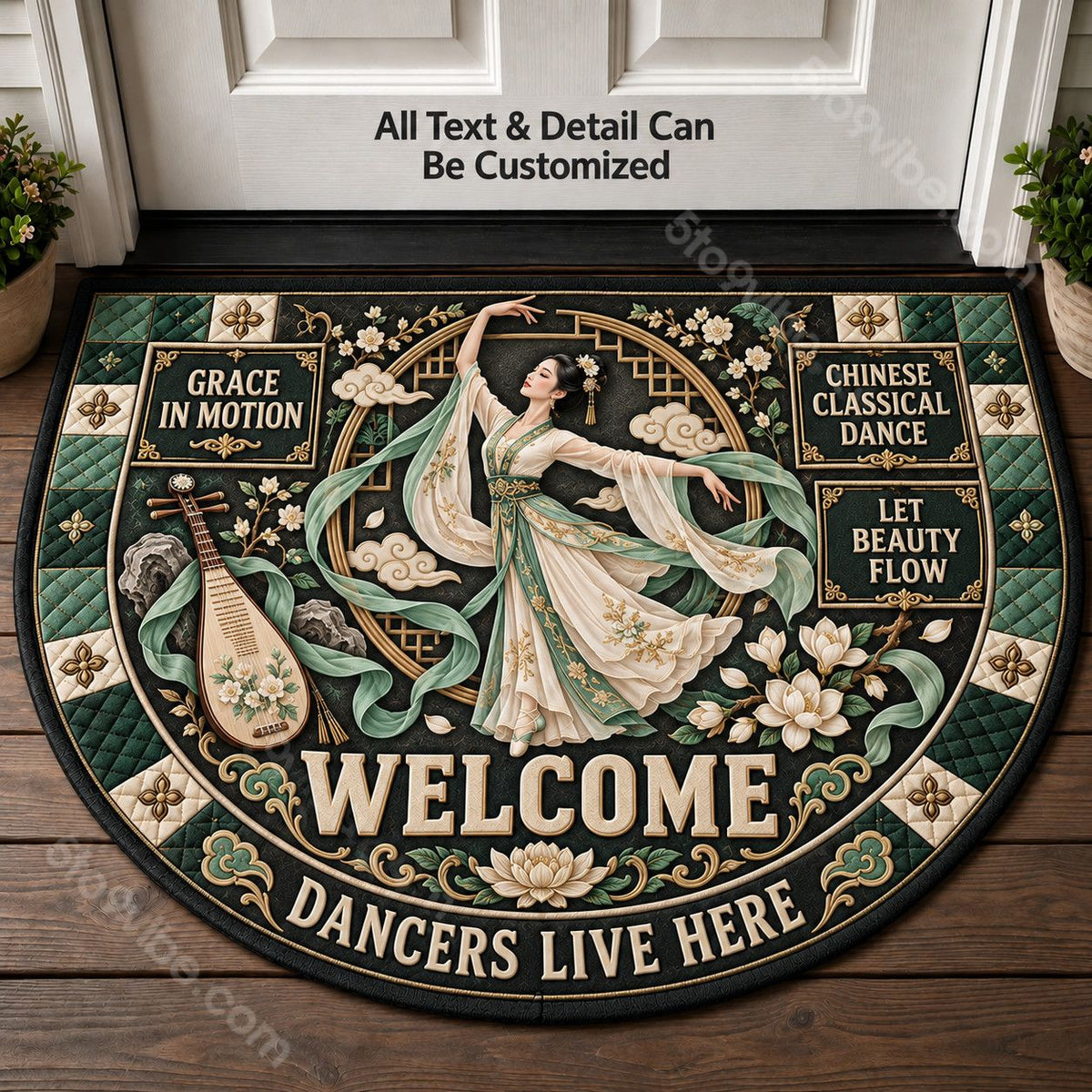 Chinese Classical Dance Personalized Half Round Mat | 5To9Vibe