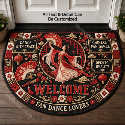 Chinese Fan Dance Personalized Half Round Mat | 5To9Vibe