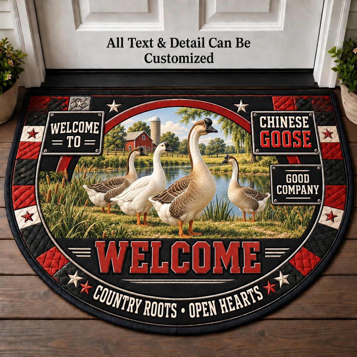 Chinese Goose Personalized Half Round Mat | 5To9Vibe