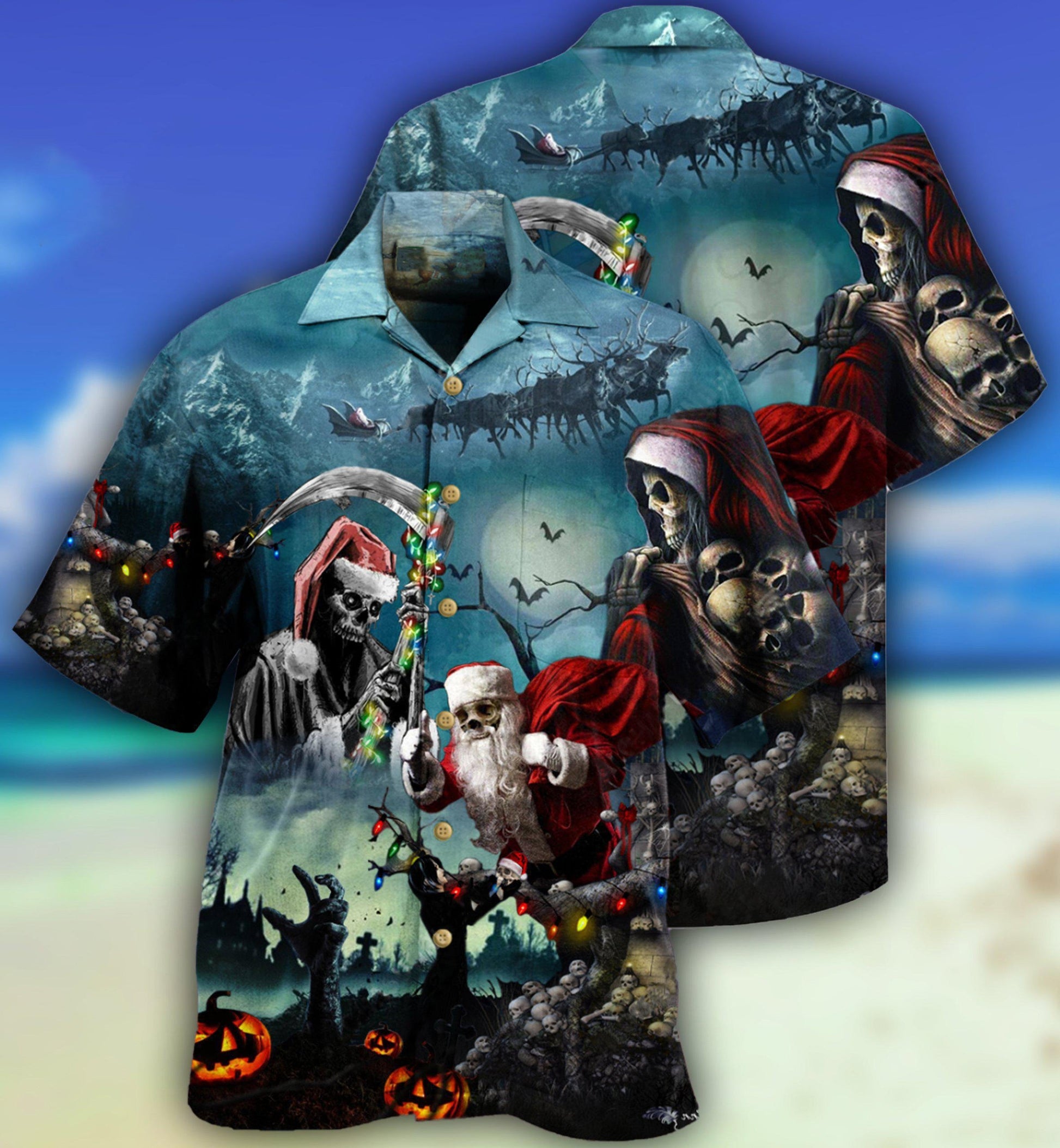 Skull Chistmas Santa Claus - Hawaiian Shirt 