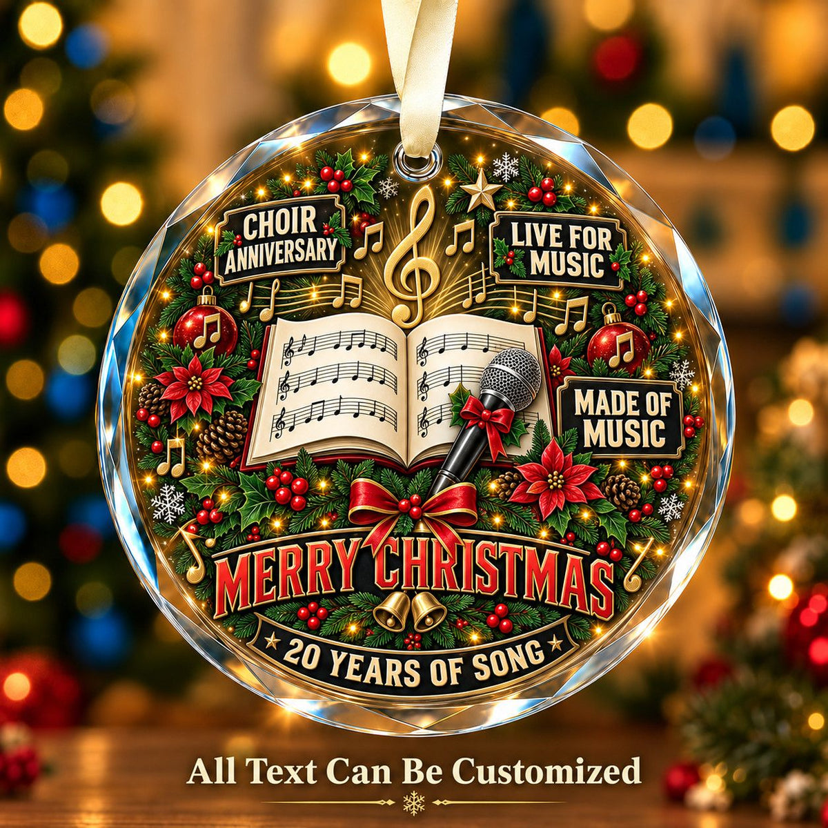 Choir Anniversary Personalized Glass Ornament | 5To9Vibe