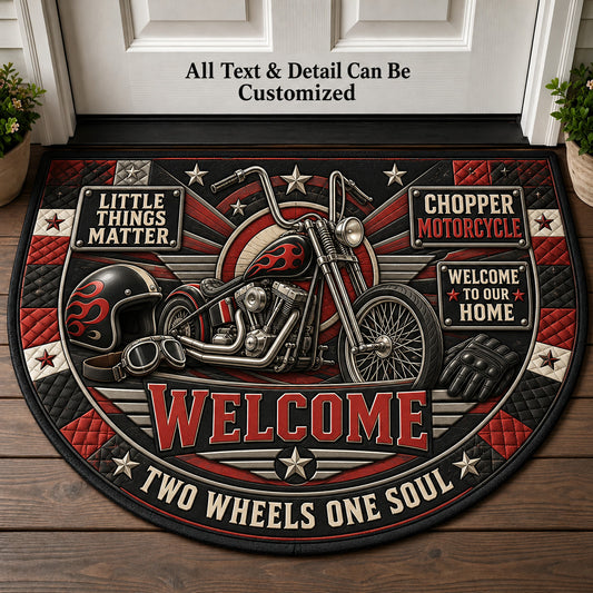 Chopper Motorcycle Personalized Half Round Mat | 5To9Vibe