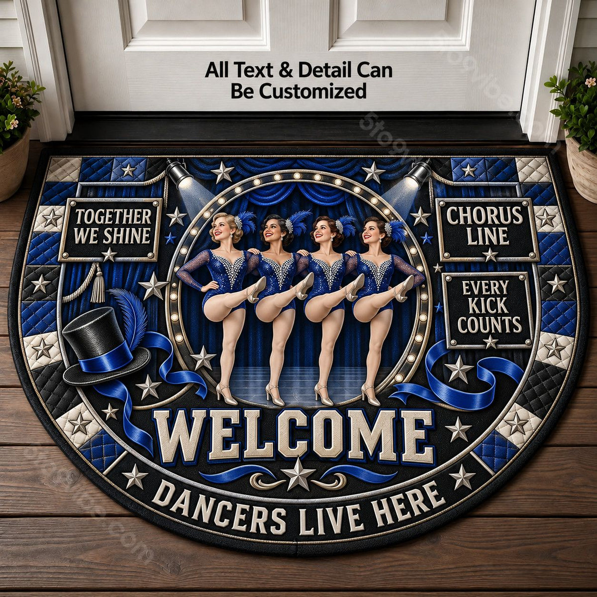 Chorus Line Personalized Half Round Mat | 5To9Vibe