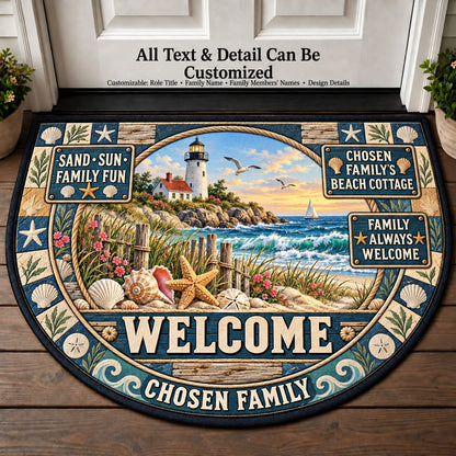 Chosen Family's Beach Cottage Personalized Half Round Mat | 5To9Vibe
