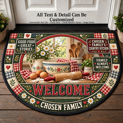 Chosen Family's Country Kitchen Personalized Half Round Mat | 5To9Vibe