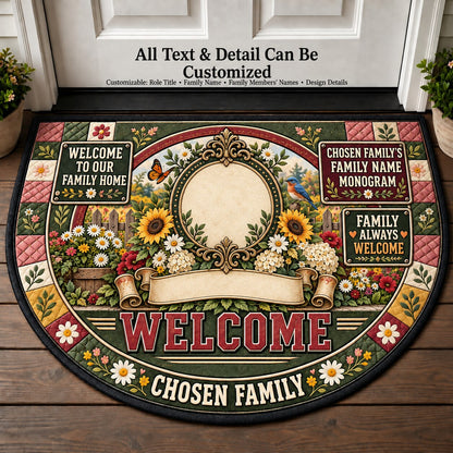 Chosen Family's Family Name Monogram Personalized Half Round Mat | 5To9Vibe