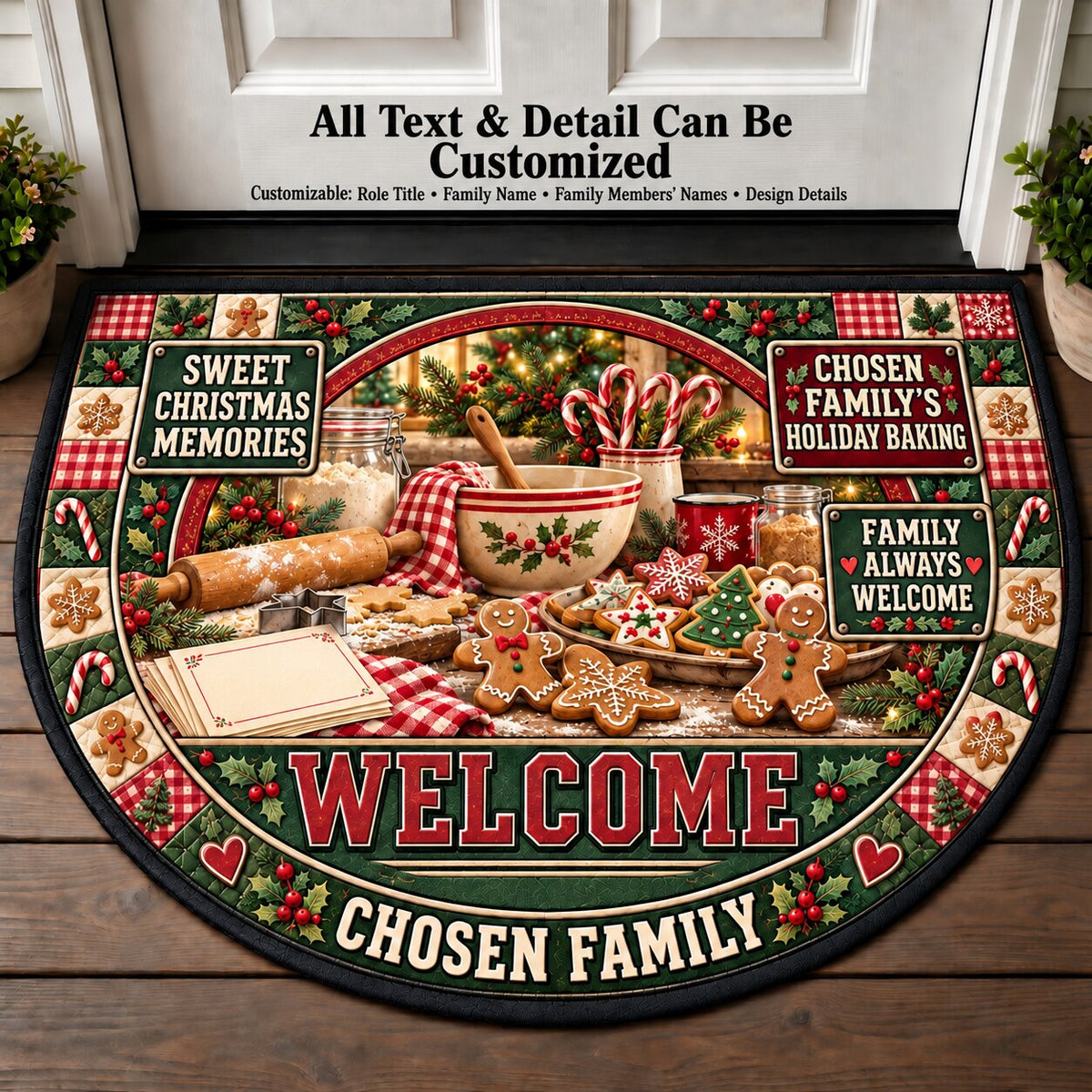 Chosen Family's Holiday Baking Personalized Half Round Mat | 5To9Vibe