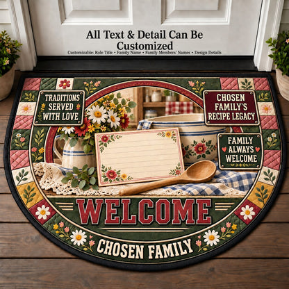 Chosen Family's Recipe Legacy Personalized Half Round Mat | 5To9Vibe