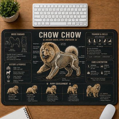 Chow Chow Dog Breed Visual Guide Desk Mat | 5To9Vibe