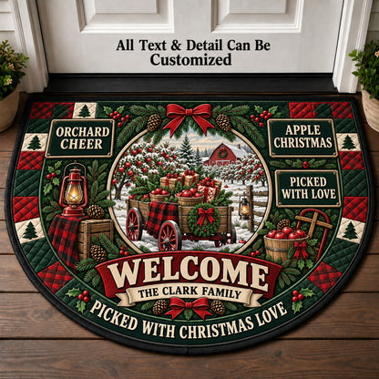 Christmas Apple Orchard Personalized Half Round Mat | 5To9Vibe