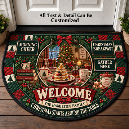 Christmas Breakfast Personalized Half Round Mat | 5To9Vibe