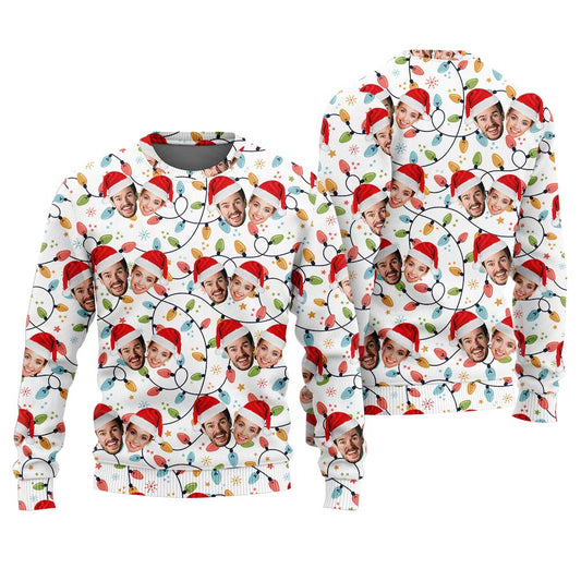 Christmas Bulbs Custom Couple Face Ugly Sweater