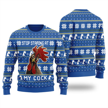 Stop Staring At My Cock Ugly Christmas Sweater For Women
