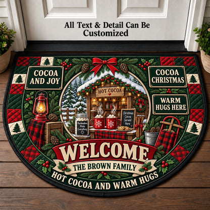 Christmas Cocoa Cabin Personalized Half Round Mat | 5To9Vibe