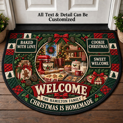 Christmas Cookie Kitchen Personalized Half Round Mat | 5To9Vibe
