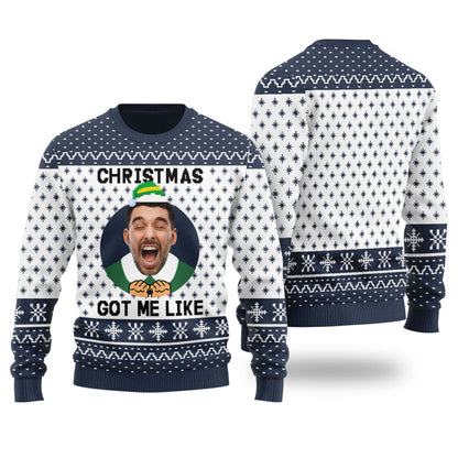 Christmas Got Me Like Funny Christmas Sweater Navy - Funny Ugly Christmas Sweater