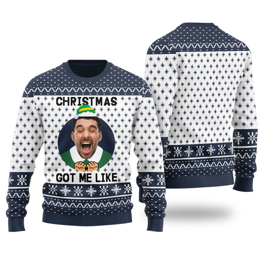 Christmas Got Me Like Funny Christmas Sweater Navy - Funny Ugly Christmas Sweater