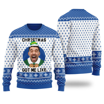 Christmas Got Me Like Funny Christmas Sweater Royal - Funny Ugly Christmas Sweater