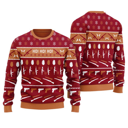 Christmas Gun HO HO HO Men's Ugly Sweater