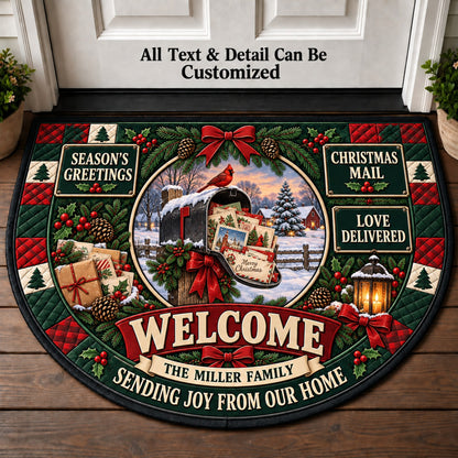 Christmas Mailbox Memories Personalized Half Round Mat | 5To9Vibe