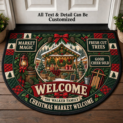 Christmas Market Farm Personalized Half Round Mat | 5To9Vibe