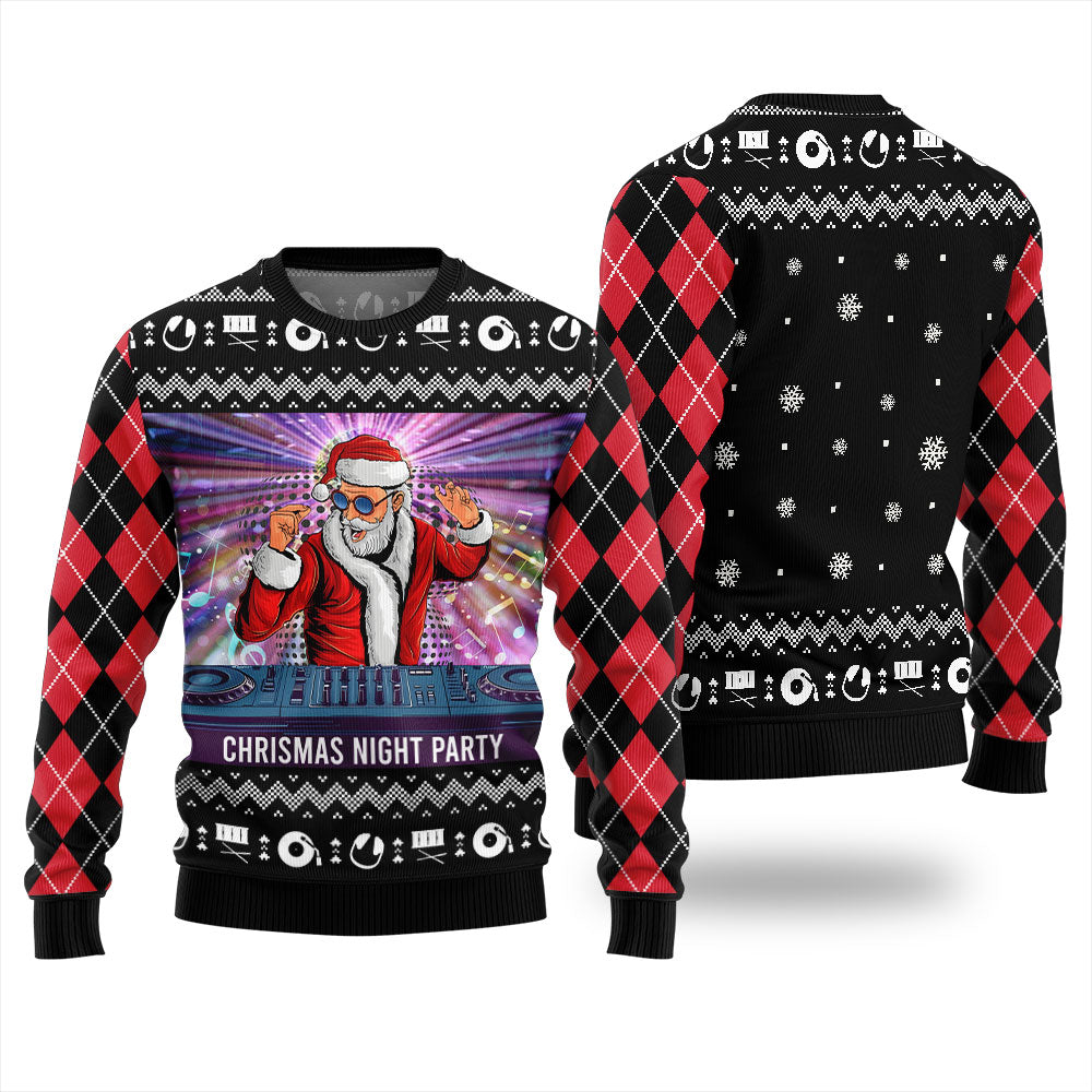 Christmas Night Party DJ Santa Ugly Christmas Sweater