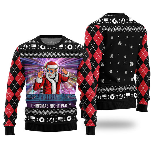Christmas Night Party DJ Santa Ugly Christmas Sweater