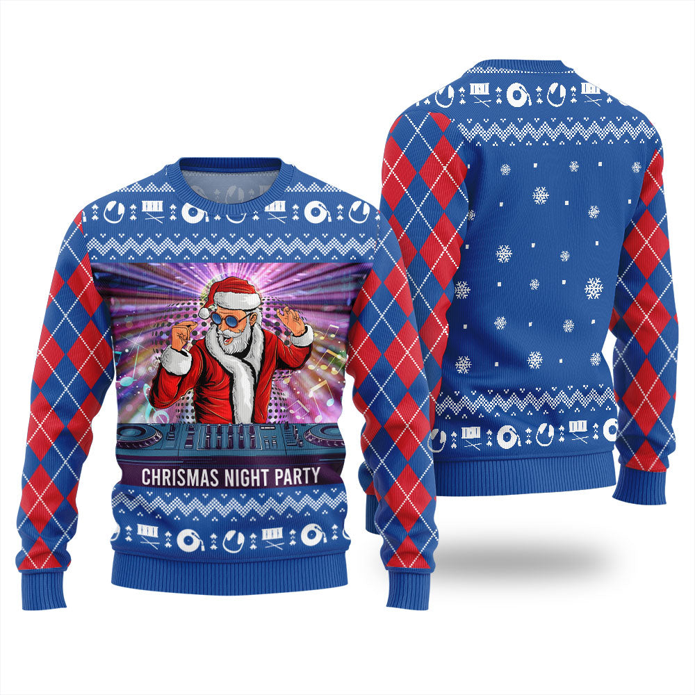 Christmas Night Party DJ Santa Ugly Christmas Sweater