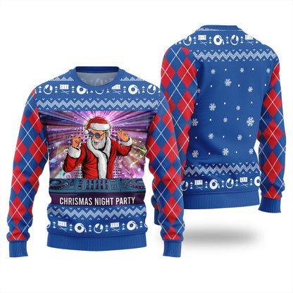 Christmas Night Party DJ Santa Ugly Christmas Sweater