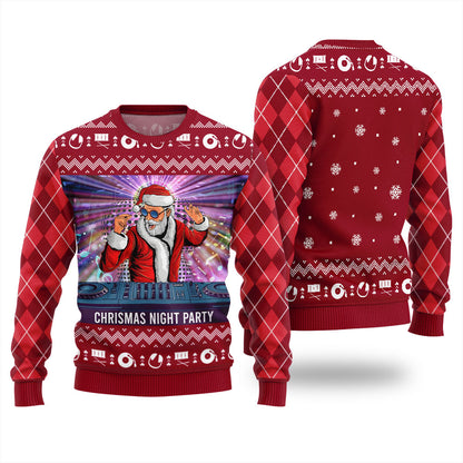 Christmas Night Party DJ Santa Ugly Christmas Sweater