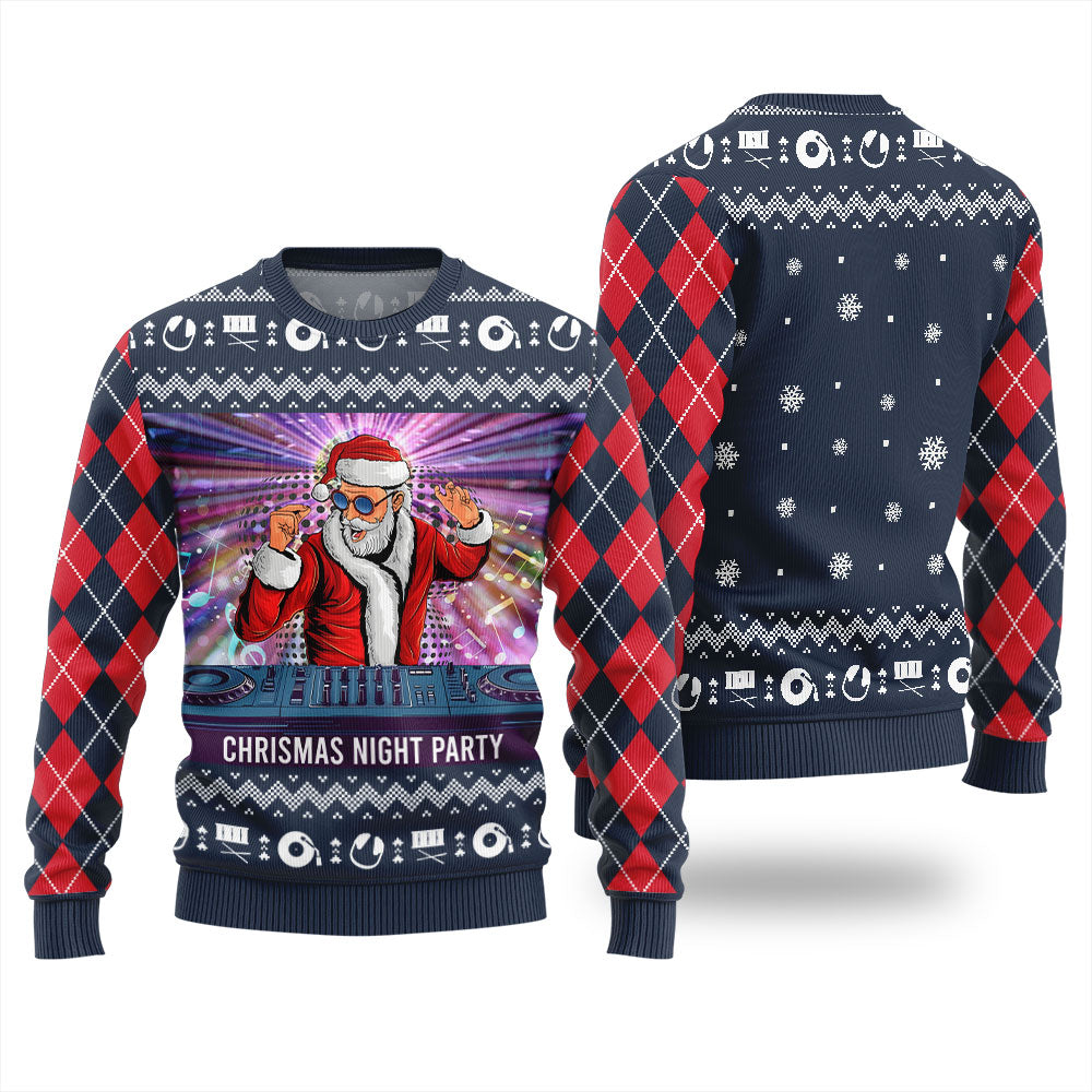Christmas Night Party DJ Santa Ugly Christmas Sweater