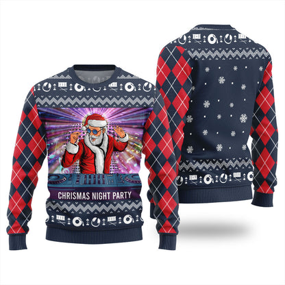 Christmas Night Party DJ Santa Ugly Christmas Sweater