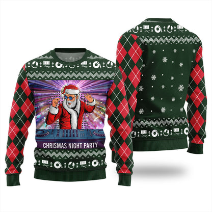 Christmas Night Party DJ Santa Ugly Christmas Sweater