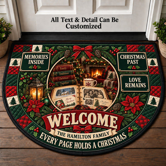 Christmas Scrapbook Personalized Half Round Mat | 5To9Vibe