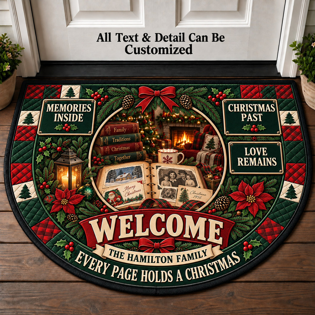 Christmas Scrapbook Personalized Half Round Mat | 5To9Vibe