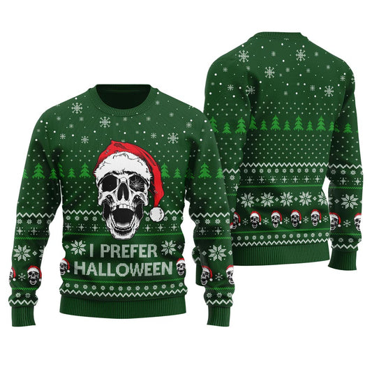 Christmas Skull Wearing Santa Clause Ugly Sweater