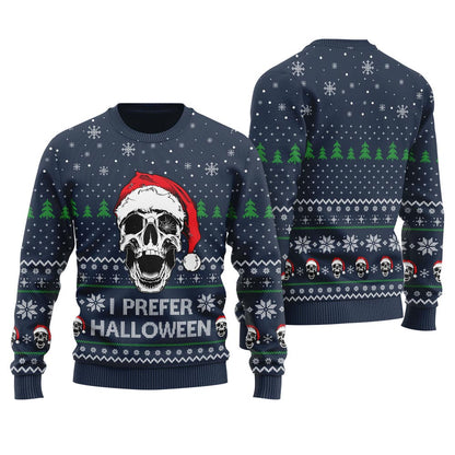 Christmas Skull Wearing Santa Clause Ugly Sweater