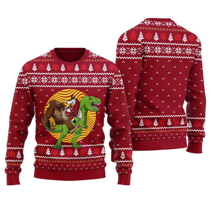 Christmas Squad Riding Dinosaur Funny Ugly Christmas Sweater