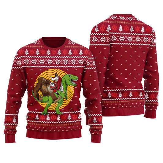 Christmas Squad Riding Dinosaur Funny Ugly Christmas Sweater